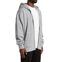 Sweat à capuche personnalisé pour homme, 100% coton, coupe oversize, épaules tombantes, fermeture éclair intégrale, sweat à capuche épais pour homme