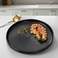 Vitesse d'alimentation rapide mélamine japonais noir chargeur assiette ronde jetable moderne Logo personnalisé Restaurant Steak assiette à dîner