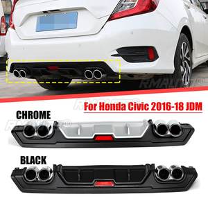 Difusor de Parachoques Trasero Inferior Negro/Cromado con Salida de Escape Doble para Honda Civic 10ª Generación Sedán 4 Puertas 2016-18 JDM - Product Image 1