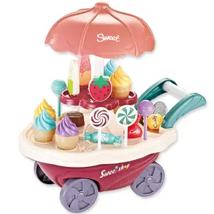 gıda kamyon mutfak toyset Suppliers-Moda şeker sepeti oyuncak işık ve müzik ile Mini dondurma gıda kamyon oyuncak dükkanı Pretend dondurma arabası oyuncak seti çocuklar için en iyi hediye