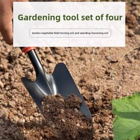 Ensemble d'outils de jardinage industriels légers BOLIDE, 4 pièces, outils à main en fer pour le jardinage, poignées en caoutchouc antidérapantes, truelle, cultivateur, râteau