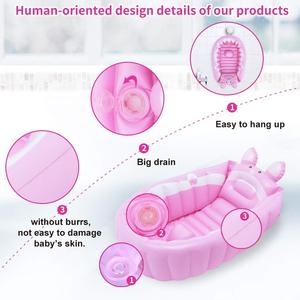 Inflatable Baby Bathtub Foldable Rabbit Design Infant <b>Shower</b> Tub with <b>Hook</b> for Newborn Toddler - Product Image 3