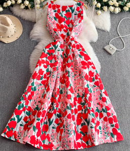 Chic Vestidos Para Mujer 2025 sans manches Sexy a-<span class=keywords><strong>ligne</strong></span> imprimer robe de soirée col rond longues robes d'été élégante fête femmes robes - Product Image 5