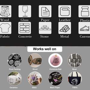 Bview Art 6แพ็ค0.7มม. ปากกาสีน้ำสีขาวละเอียดพิเศษอะคริลิคสีดำเครื่องหมายถาวร - Product Image 4