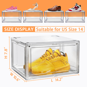 Acrylic Magnetic Rectangle <b>Drop</b> Side Open Door Shoe Storage Container Foldable Extendable Sneaker Organizer Case Glossy - Product Image 3