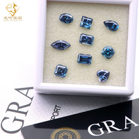 Saphir Bleu VVS Moissanite Pierres Asscher/Ovale/Poire/Forme Ronde Diamant Mossanite Coloré Brillant avec Certificat GRA