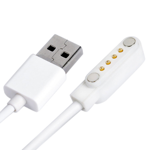 สายชาร์จแม่เหล็ก USB 2.0ตัวผู้ไปยัง4ขาสายชาร์จแม่เหล็ก Pogo สำหรับนาฬิกาอัจฉริยะ <span class=keywords><strong>GT88</strong></span> G3 KW18 GT68 KW88 - Product Image 2