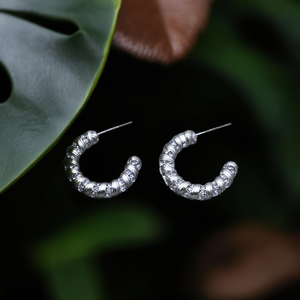 <b>Crystal</b> Hoop <b>Earrings</b> 316L Stainless Steel PVD Gold Plating Sustainable Resistant <b>Studs</b> Fashion Jewelry - Product Image 3