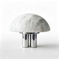 Lampe de table champignon en albâtre avec abat-jour en marbre givré, base à triple cylindre chromée, CRI 90, dimmable, style européen et américain