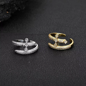 New Sword of <b>Open</b> <b>Ring</b> Copper Inlaid Zircon Men's Hip Hop <b>Ring</b> <b>Ring</b> - Product Image 2