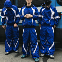 Ensemble de jogging deux pièces personnalisé OEM, pantalon baggy et veste coupe-vent, ensemble en nylon et polyester, survêtement pour homme