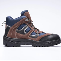 ANITAKE Sepatu Keselamatan Kerja Unisex Kulit Sapi Embos Berujung Baja Anti-Selip Anti-Statik Nyaman Model Mid Cut untuk Musim Gugur, Cocok untuk Konstruksi