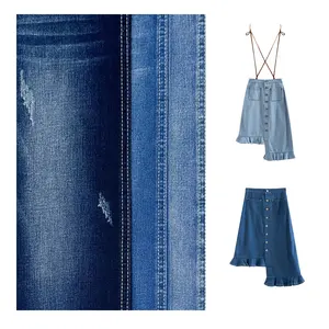 Cina stock di fabbrica 10 + 10 jeans tessuto in denim medio-elastico tessuto morbido jeans tessuto con slub denim produttore con il commercio all'ingrosso
