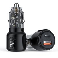 Chargeur de voiture USB-C 75W avec fonction PD, compatible iPhone et iPad, adaptateur allume-cigare, affichage de la tension, protection OTP
