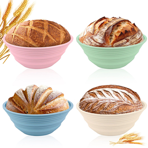 4Pcs <b>Silicone</b> Banneton Bread Proofing Baskets Round Foldable Non-Stick Dough Bowl - Product Image 1