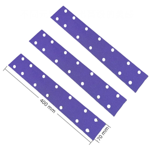 Papier <span class=keywords><strong>abrasif</strong></span> <span class=keywords><strong>rectangulaire</strong></span> violet à 14 trous, 70x400, pour ponceuses pneumatiques, aspirateurs, polissage de voitures - Product Image 2
