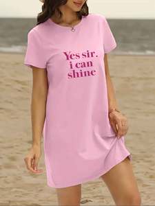 Vestido Camiseta Estampado para Mujer Talla Grande XL, Spandex/Poliéster, Casual, Elegante, Cintura Elástica, Transpirable, Ecológico - Product Image 3
