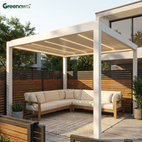Pergola en aluminium avec toit à lamelles motorisé imperméable, gazebo avec télécommande - Structure extérieure écologique