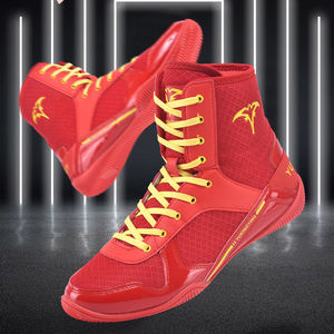 Calzado Deportivo Antideslizante para Lucha Libre y Fisicoculturismo, Color Rojo y Amarillo, con Cordones, para Hombre, Venta al Por Mayor - Product Image 4