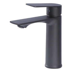 Grifo monomando para lavabo, color gris bronce, con válvula de cerámica, montaje en encimera, grifo de un solo orificio para lavabo de baño - Product Image 1