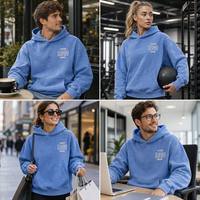 Sweat-shirt de haute qualité 100% coton Pull à capuche Logo personnalisé Imprimé DTG Sweat-shirt uni bleu vif de grande taille