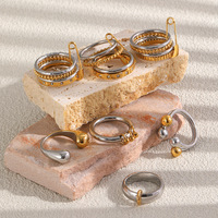 Bague ouverte réglable en acier inoxydable plaqué or 18 carats pour femme, étanche, inaltérable, bijou unique, cadeau de fête