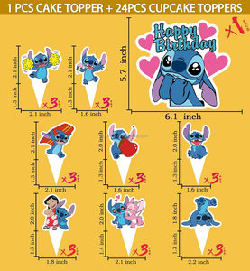 Bonita caricatura Anime Cute Stitch Baby Cake <span class=keywords><strong>Topper</strong></span> decoración personaje <span class=keywords><strong>Lilo</strong></span> Feliz cumpleaños niños pastel de cumpleaños accesorio - Product Image 5