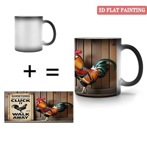 Solid Thick Handle Wear Resistant Mug Frosted Black 11oz <b>Ceramic</b> Heat Color Changing Drinking <b>Cup</b> - Product Image 4