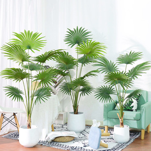 Grand éventail tropical simulation de palmier <span class=keywords><strong>plante</strong></span> verte arbre en pot en gros plancher <span class=keywords><strong>intérieur</strong></span> <span class=keywords><strong>plante</strong></span> aménagement paysager faux bonsaï ornements - Product Image 4