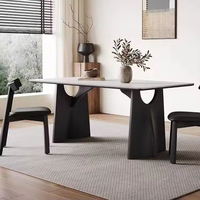 Table à manger réglable DT-012 moderne avec plateau en pierre pour la maison, appartement de luxe, salle à manger, salon