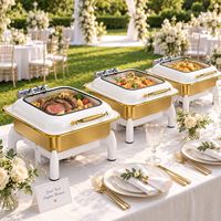 Chauffe-Plat Carré Professionnel Allnice pour Buffet Hôtelier, Capacité 9L, en Acier Inoxydable