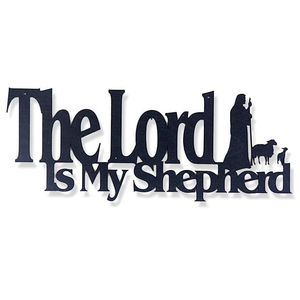 Decoración Metálica <span class=keywords><strong>Cristiana</strong></span> para Pared: El Señor es mi Pastor, Arte Religioso con Versículos Bíblicos, Letrero Negro con Frases Bíblicas - Product Image 1