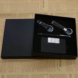 Top-Grade Business Corporate Gift Set Keychain Card <b>Holder</b> Metal Pen Office Conference Luxury Pu Hardcover Gift Box Set - Product Image 3