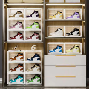 Caja de Almacenamiento de Zapatos Transparente Jiabaisi, Organizador Apilable de Pared, Rectangular, Tamaño Grande, Decoración del Hogar, para Zapatillas de Baloncesto - Product Image 1