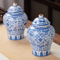 Grand pot à gingembre fait à la main en Chine, bleu et blanc, pot à gingembre en porcelaine antique, vases en céramique de luxe pour la maison