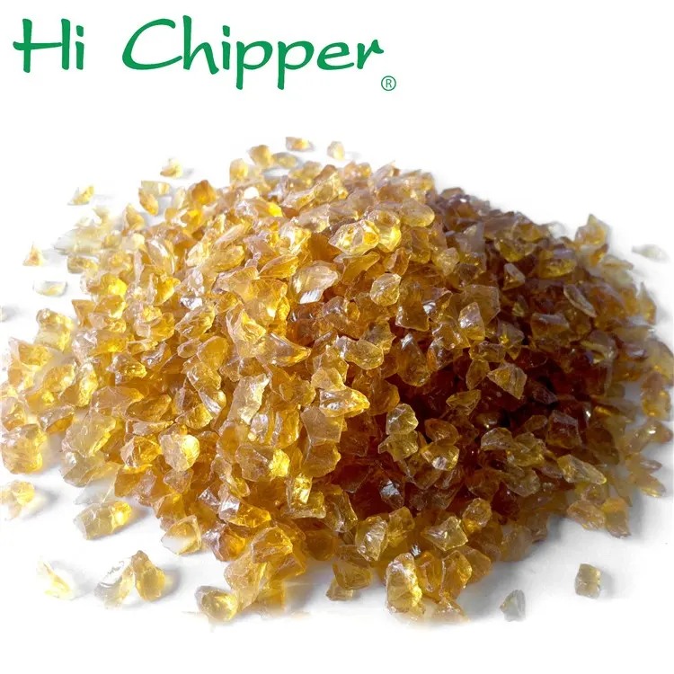 Decorative Amber Crushed Glass Chips used in Construction Decoration