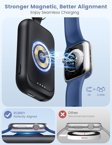 Chargeur portable Batterie Li-Polymère 2500mAh Charge rapide/sans fil Câble USB-C intégré pour montre série 11/10/9/8/7/3/<span class=keywords><strong>2</strong></span>/<span class=keywords><strong>SE</strong></span> - Product Image 4
