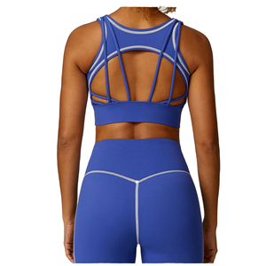 Ensemble de sport pour femme avec logo personnalisé, taille élastique, haute qualité, pour la gym, le fitness et le yoga (leggings et soutien-gorge) - Product Image 1