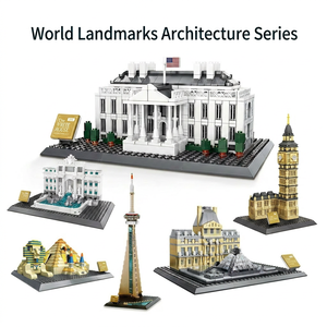 Série de blocs de construction d'architecture mondialement connue, kit de modèle 3D DIY, Big Ben, Fontaine de Trévi, Tour Eiffel, Pyramides, briques STEM, jouet - Product Image 1