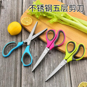 Ciseaux à Ciboulette en Acier Inoxydable à Cinq Lames, Coupe-Herbes de Cuisine Robuste Vert Bleu Rose 2CR13PPTPR Fabriqué à Yangjiang - Product Image 5