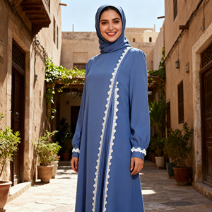 Nouvelle robe abaya en dentelle moderne, matière en coton de haute qualité, décontractée pour les femmes musulmanes, à porter au quotidien, tendance 2026 - Product Image 4