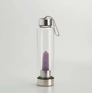 Loncin 500ml bouteille d'eau en verre infusé avec Quartz de guérison