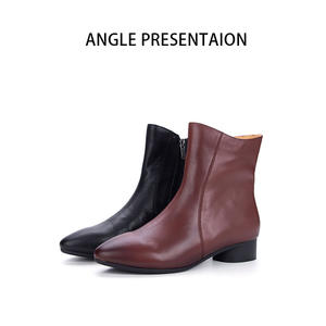 Produttore di scarpe personalizzate OEM 2025 di alta qualità Vintage <span class=keywords><strong>donna</strong></span> Chelsea stivali calzino vera <span class=keywords><strong>pelle</strong></span> inverno <span class=keywords><strong>stivaletti</strong></span> alla caviglia per le signore - Product Image 5