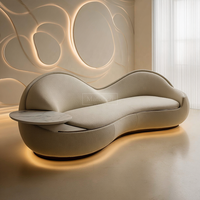 Conjunto de Sofá Seccional Curvo Moderno para Sala de Estar, Decoración del Hogar, Iluminación Ambiental, Almacenamiento Lateral, Sofá Tapizado Suave para Apartamento u Hotel