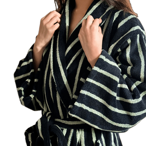 Peignoir en tissu éponge teint en fil de coton pur pour hommes Peignoir de spa à rayures <span class=keywords><strong>Bon</strong></span> peignoir absorbant - Product Image 6