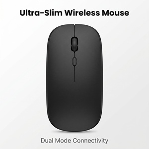 เมาส์ไร้สายแบบดูอัลโหมด 2.4G + บลูทูธ สีดำด้านบางเฉียบ 5 ปุ่ม ปรับ DPI ได้ เงียบ สำหรับสำนักงาน แล็ปท็อป ขายส่ง - Product Image 5
