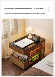 NKAHS Modern Wood Living Room <b>Cabinet</b> with Storage Shelves and Wheels for Sofa Side Use - Product Image 4