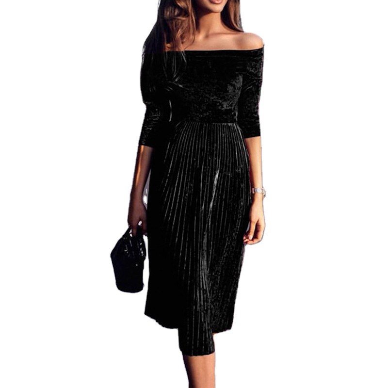 Modern stylish design velvet fabric dress women for clothes