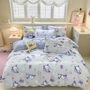Juego de cama de 3 uds estilo infantil, fundas de almohada suaves y duraderas para la piel, bonitos estampados de dibujos animados, Sábana bajera de algodón 100% para el hogar - Product Image 2