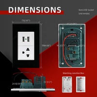 Amérique du Sud Standard Accueil Prises de courant USB Hôtel Panneau acrylique Mur électrique Prise multi-prise avec ports Usb Moderne